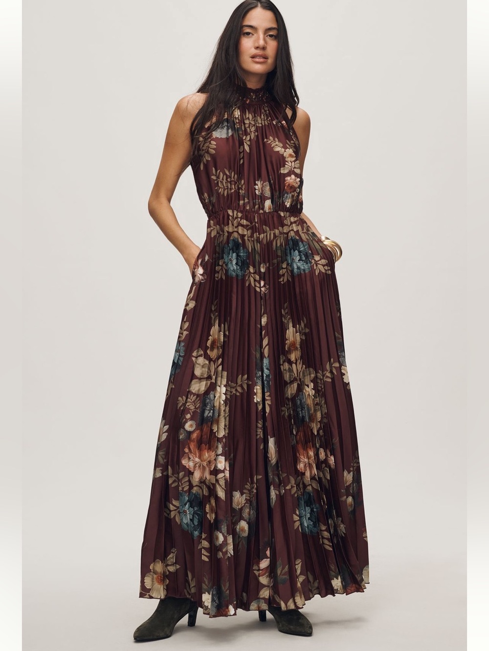 Ranna Gill Pleated Mock-Neck
Floral Jumpsuit
